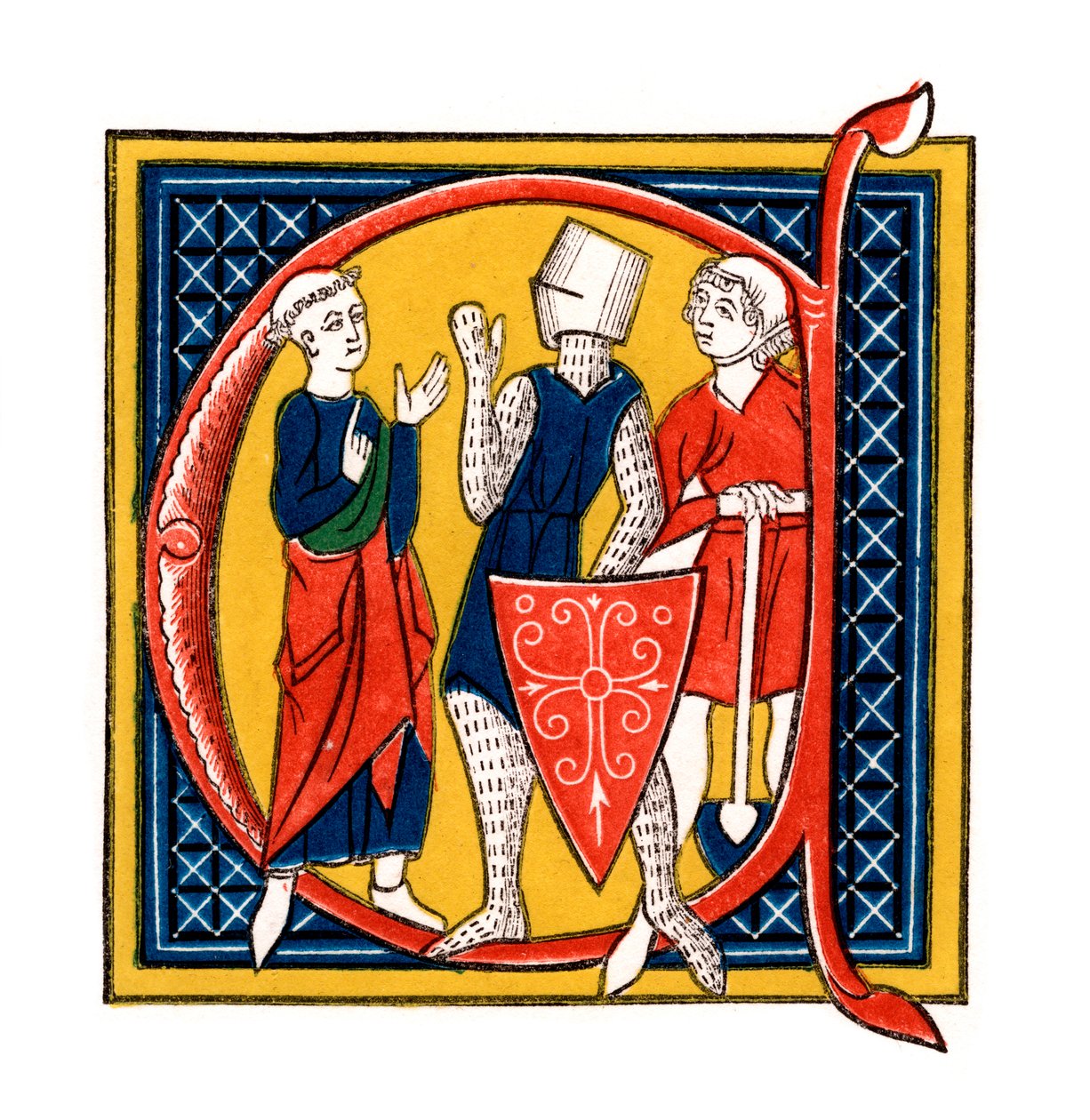 Alkukirjain C, 1300-luvun alku, 1843. tekijältä Henry Shaw