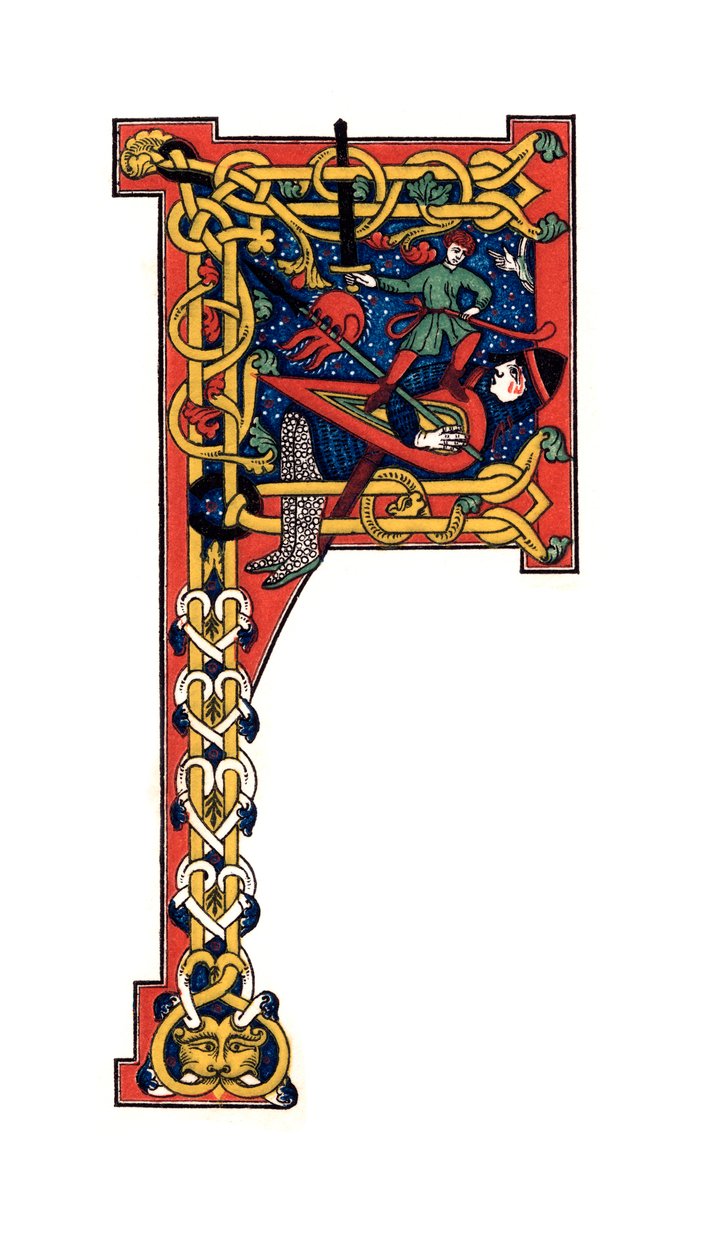 Alkukirjain F, 1100-luku, 1843. tekijältä Henry Shaw