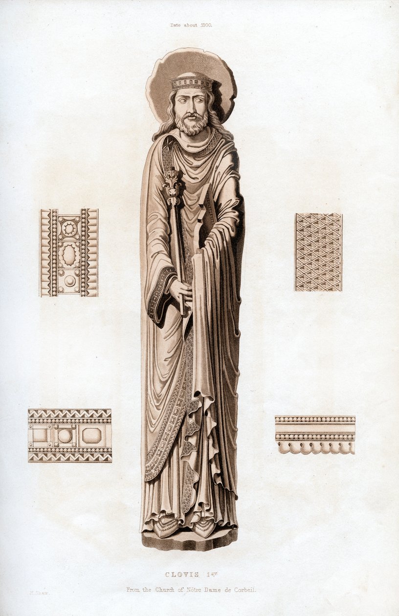 Kuningas Clovis I, c1100, 1843. tekijältä Henry Shaw