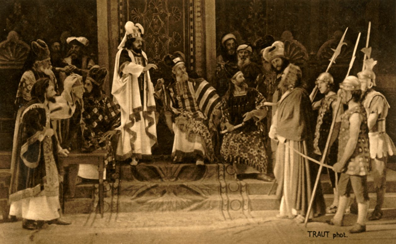 Jeesus sanhedrinin edessä, 1922. tekijältä Henry Traut
