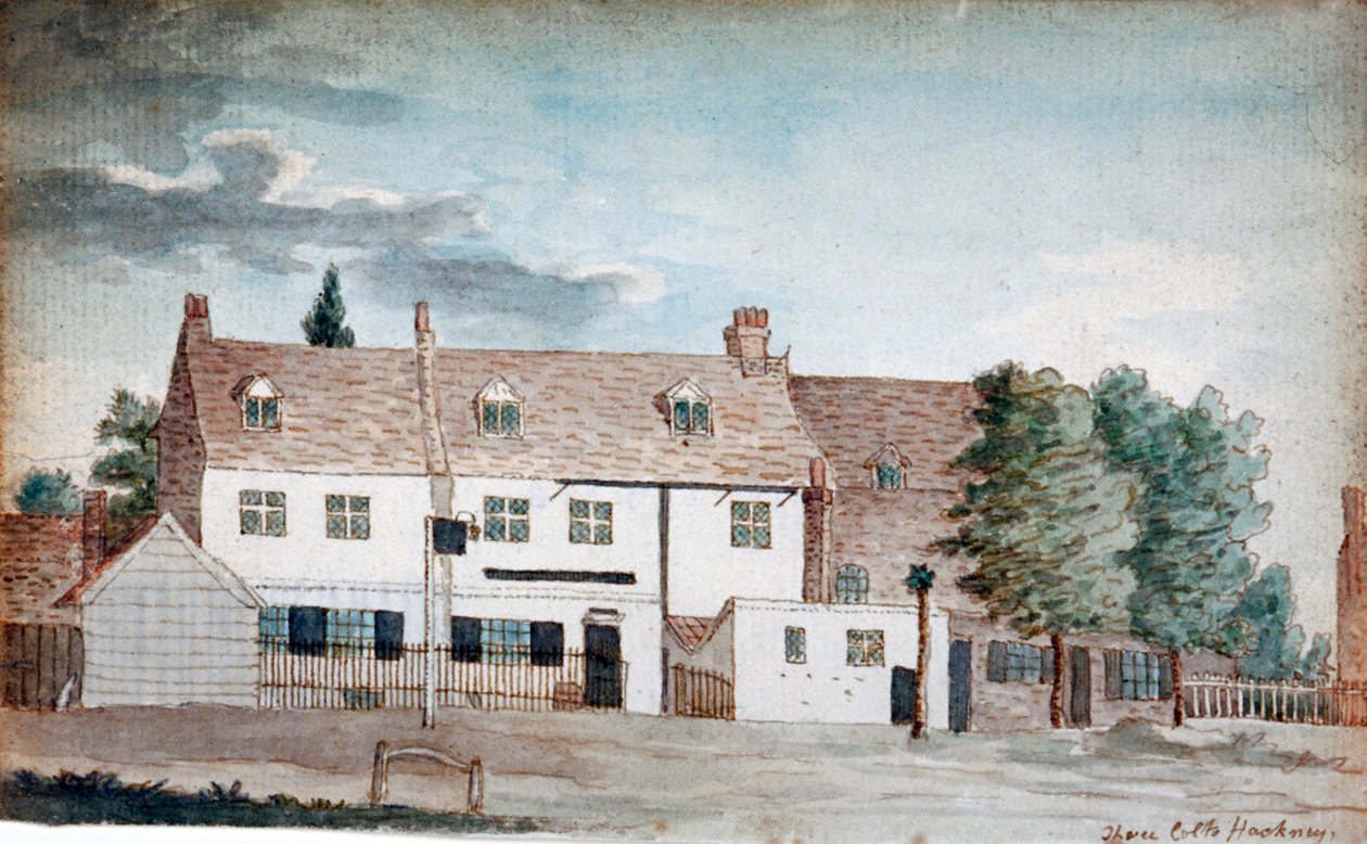 The Three Colts Inn, Hackney, Lontoo, n. 1795 tekijältä Henry Vaughan