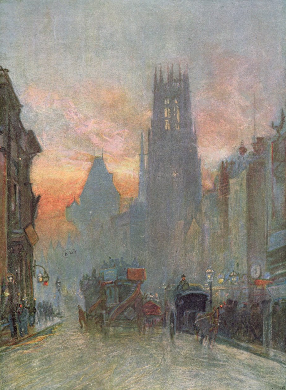 Näkymä Fleet Streetille, Lontoo, 1800-luvun loppupuoli tekijältä Herbert Menzies Marshall