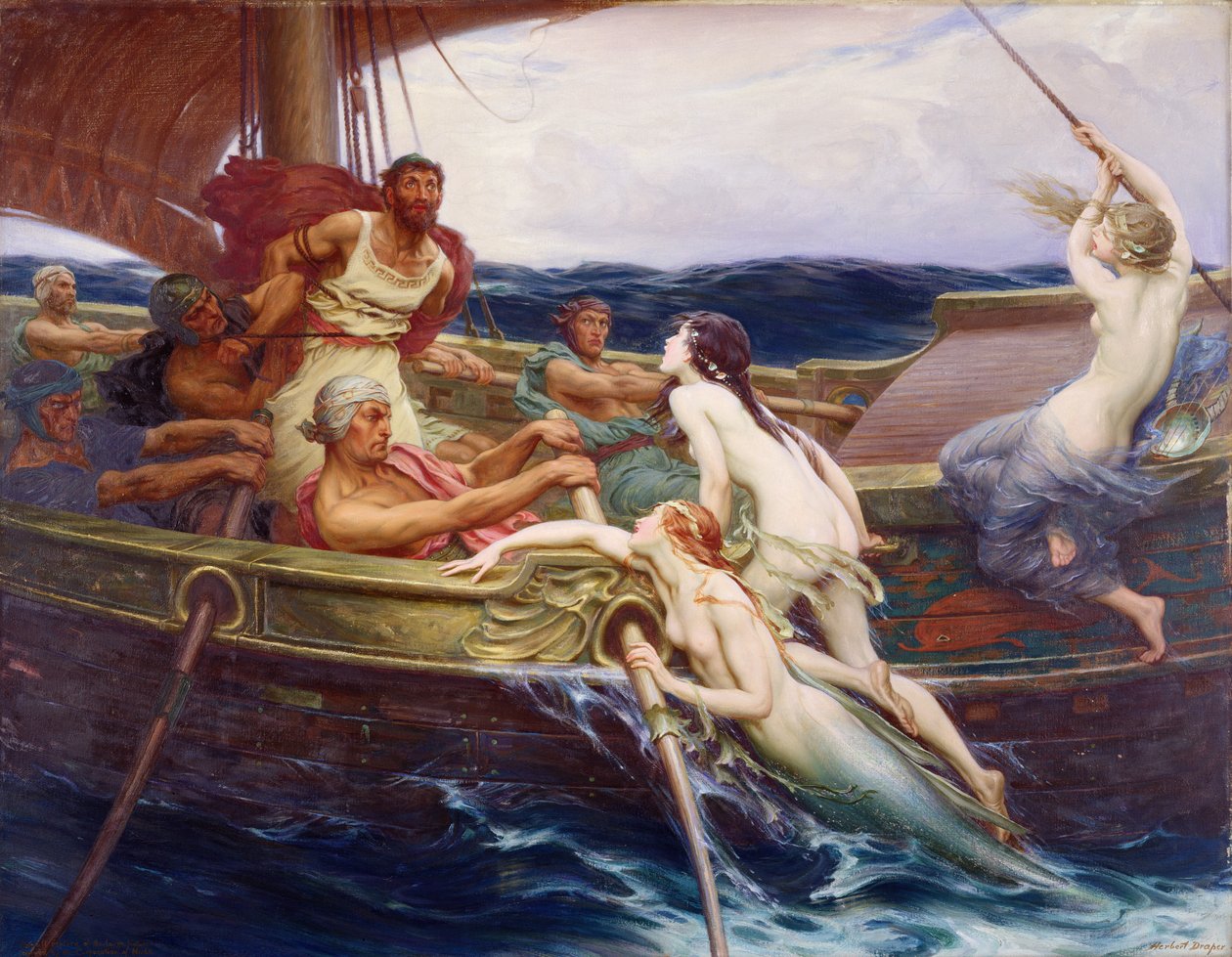 Odysseus ja seireenit tekijältä Herbert James Draper