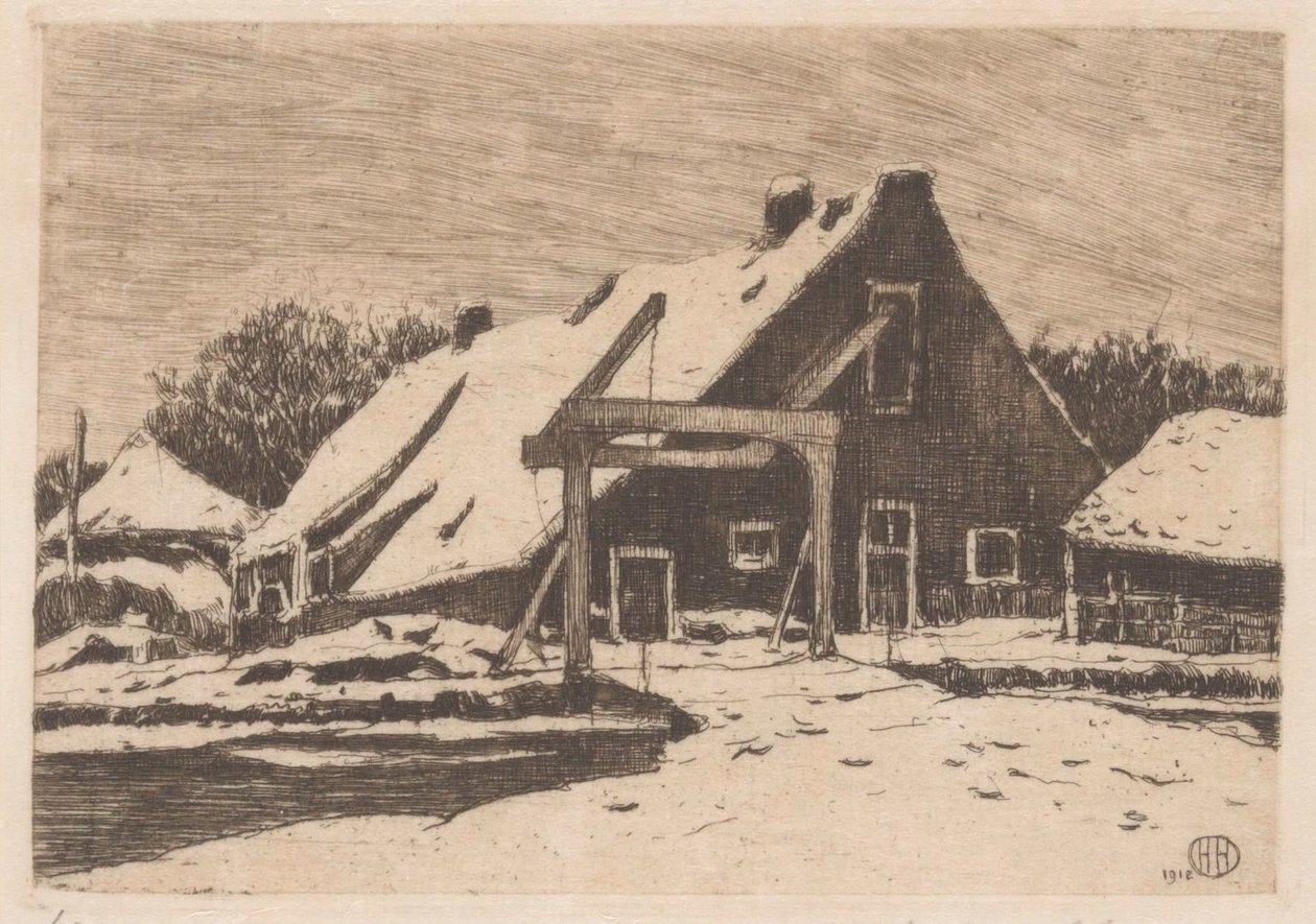 Maatila laskusillalla tekijältä Herman Heuff (signed by artist)