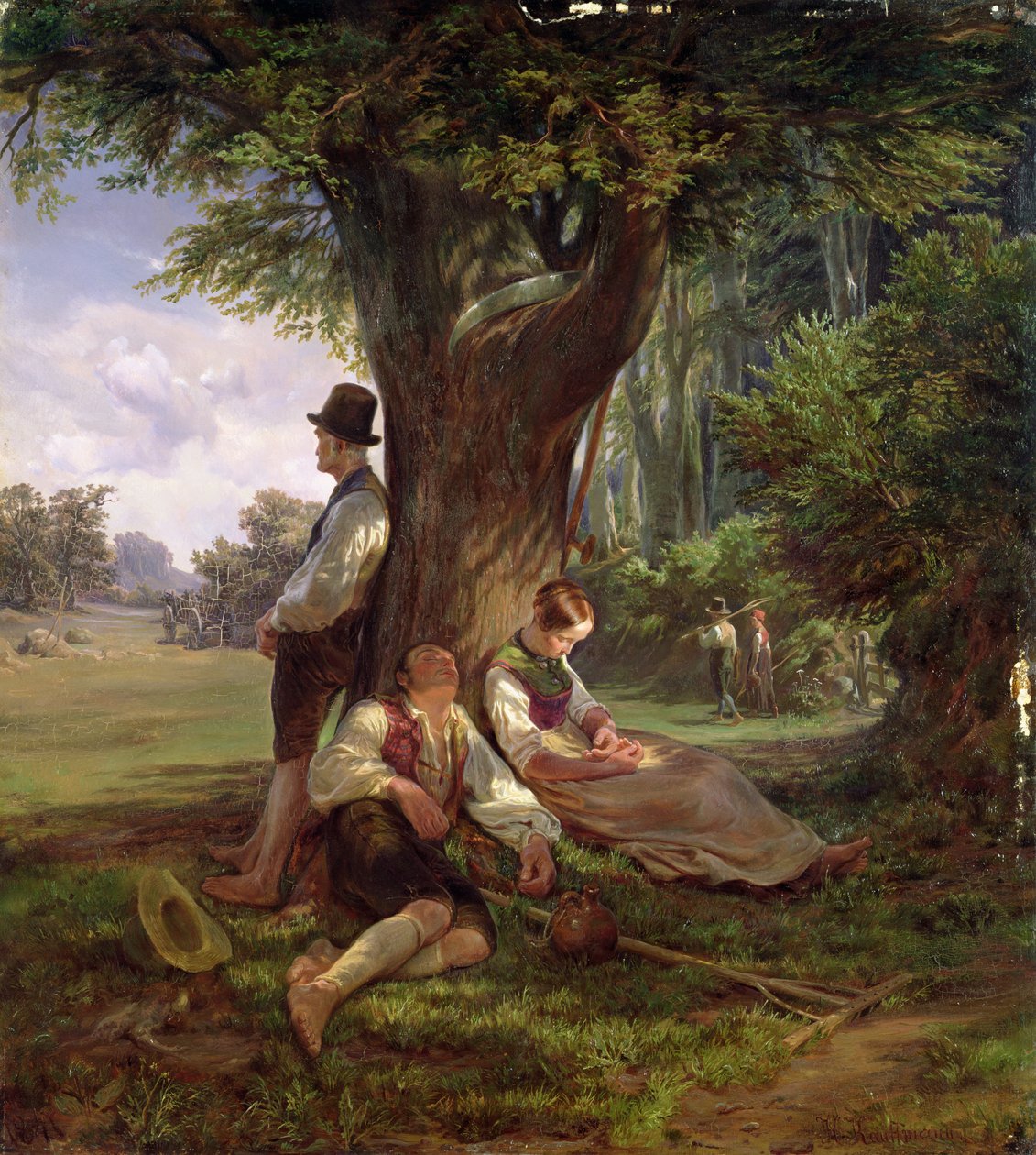 Talonpojat pitävät siestaa, 1841 tekijältä Hermann Kauffmann