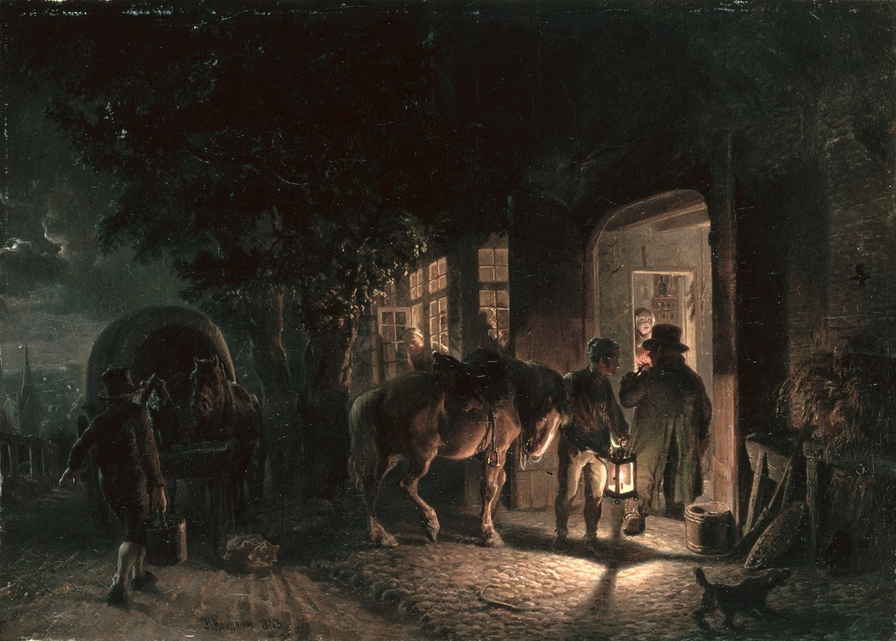Pubin edessä, 1843 tekijältä Hermann Kauffmann