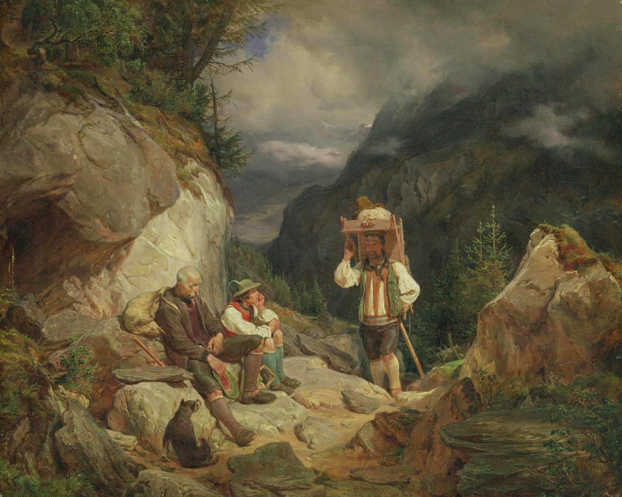 Lepää vuorella, 1848 tekijältä Hermann Kauffmann