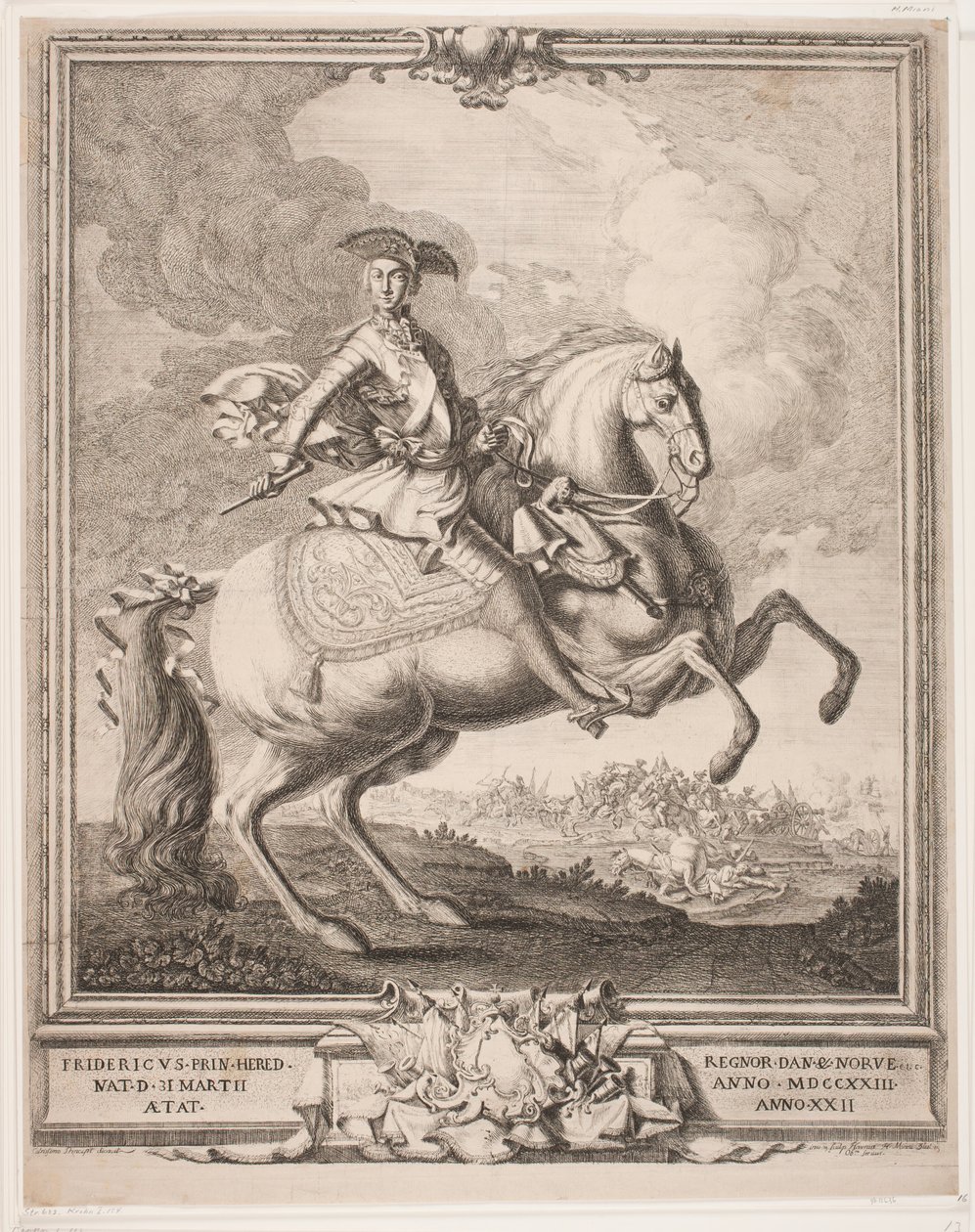 Frederik V. kruununprinssinä hevosen selässä tekijältä Hieronimo Miani