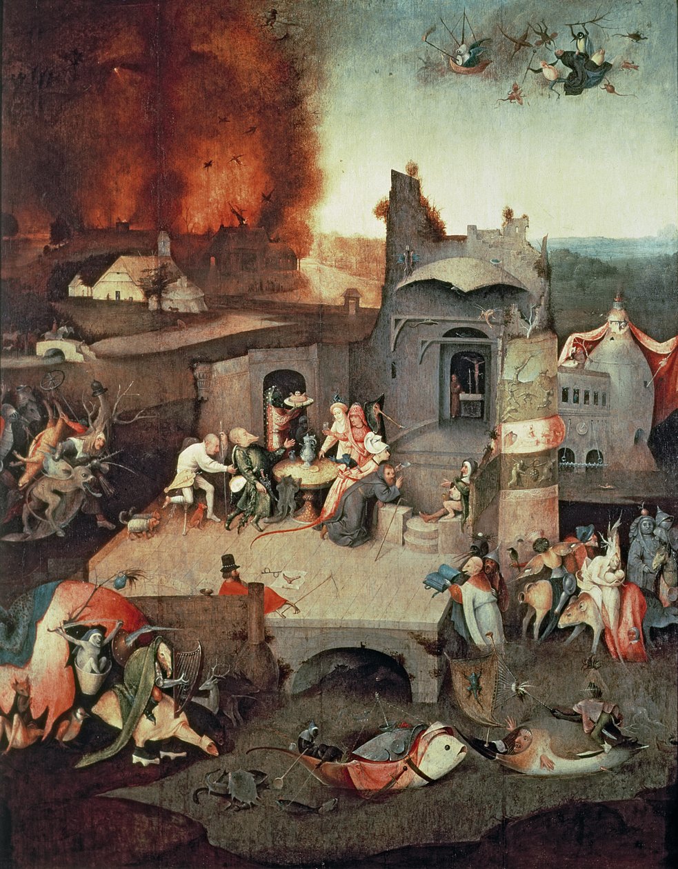 Pyhän Antoniuksen kiusaus, noin 1500 tekijältä Hieronymus Bosch
