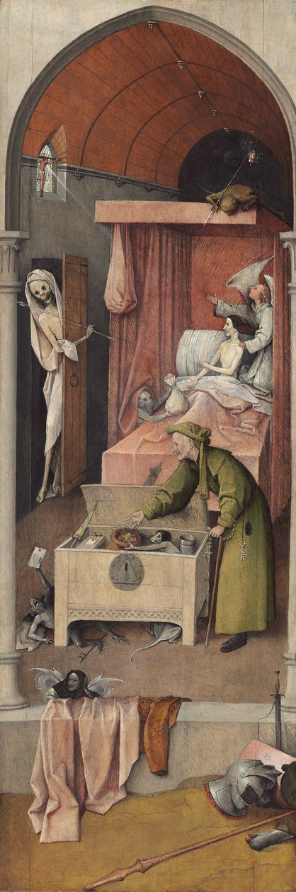 Death and Miser, n. 1485-1490 (öljy paneeliin) tekijältä Hieronymus Bosch
