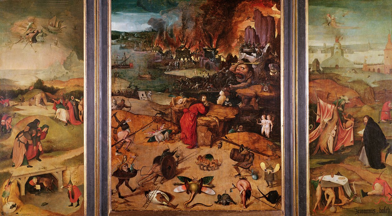 Triptyykki Pyhän Antoniuksen kiusauksesta tekijältä Hieronymus Bosch
