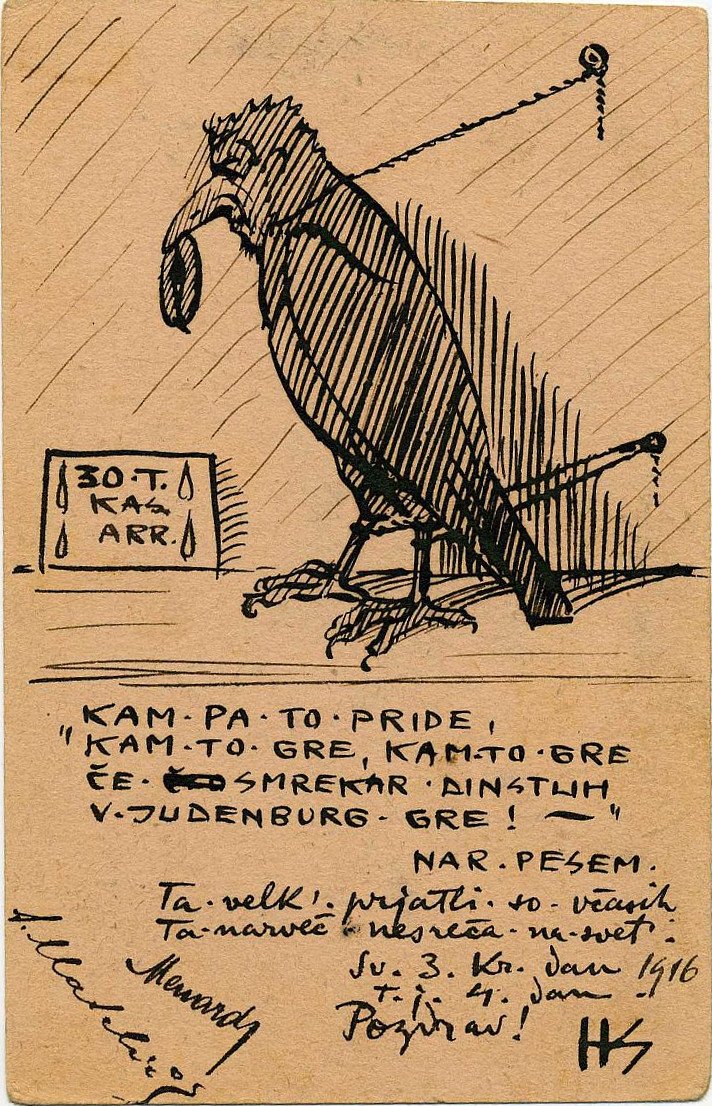 Avto-karikatura kot pticn tekijältä Hinko Smrekar