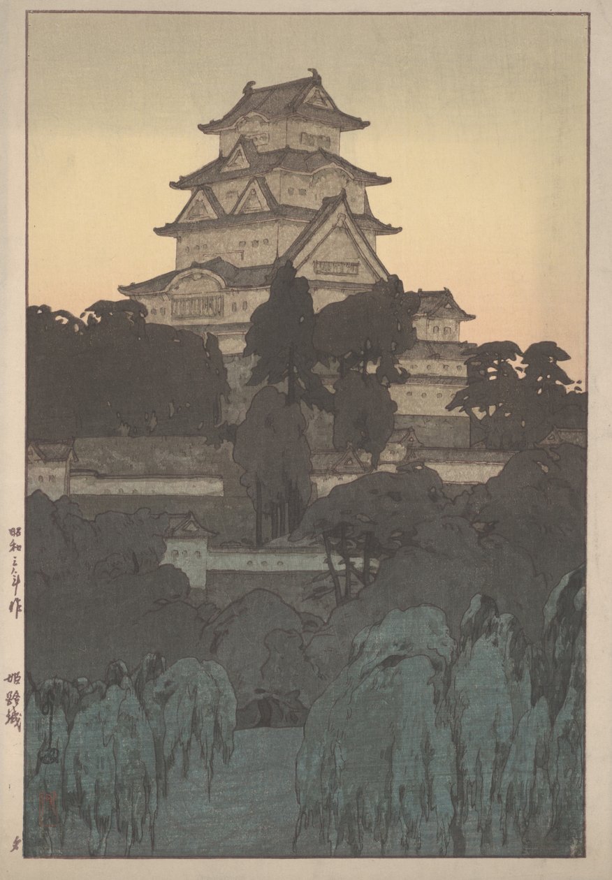 Himejin linna (puupiirros) tekijältä Hiroshi Yoshida