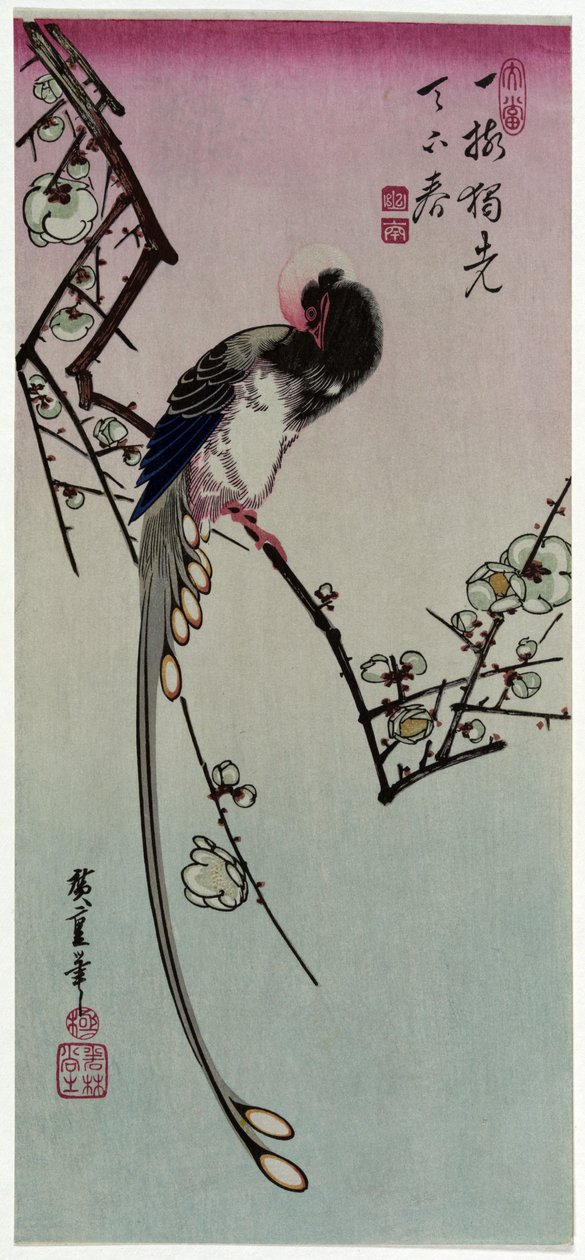 Ume ni Onagadori tekijältä Utagawa Hiroshige