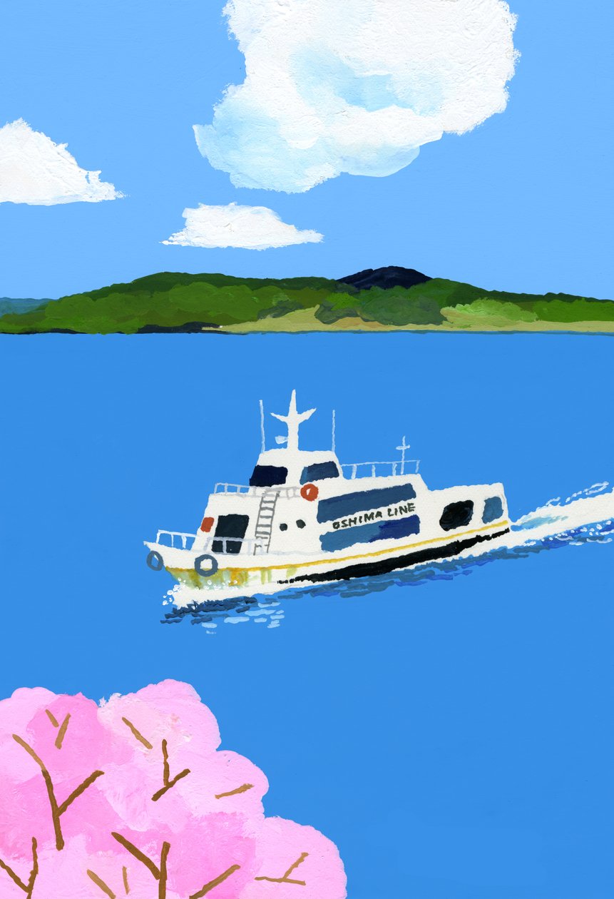 Turistivene ja kirsikankukka tekijältä Hiroyuki Izutsu