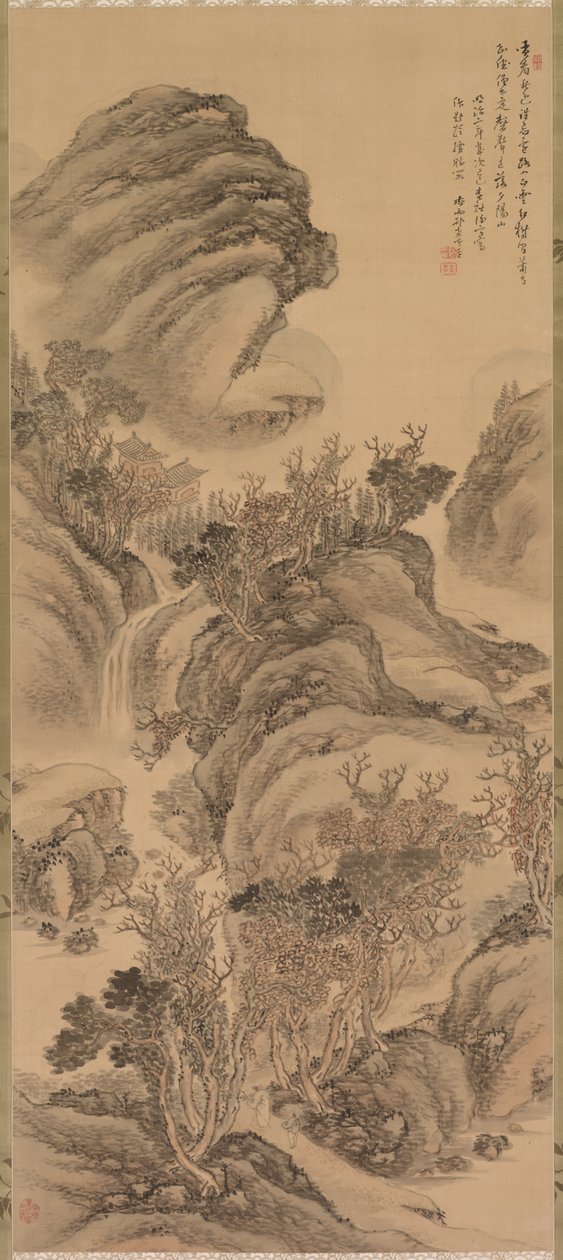 Auringonlasku Autumn Mountains -vuorilla, 1869. tekijältä Hoashi En Kyou