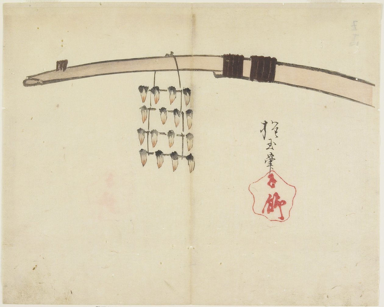 (Drying Shellfish), c. 1830 tekijältä Hogyoku