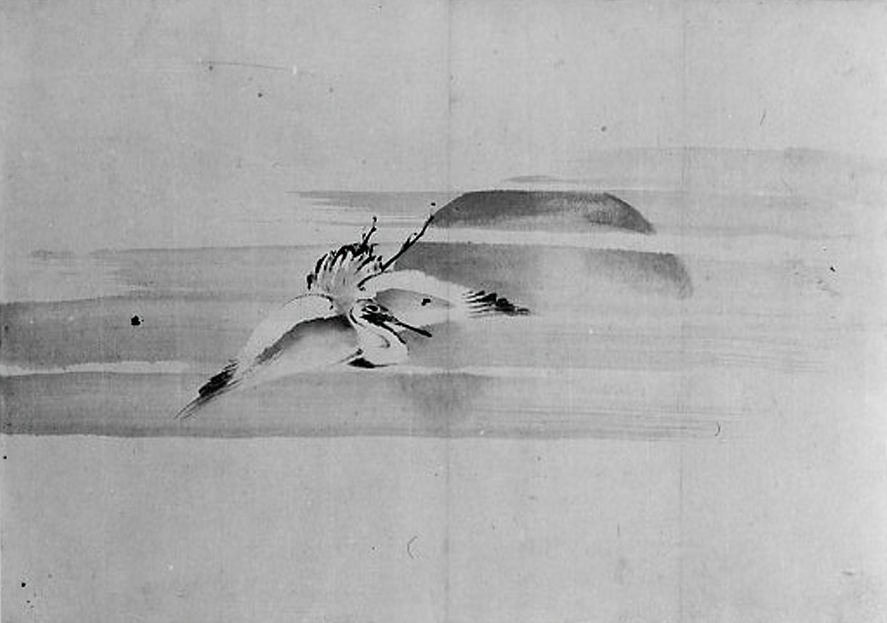 Nosturi ja aurinko, 1800-luku. tekijältä Hokusai School.