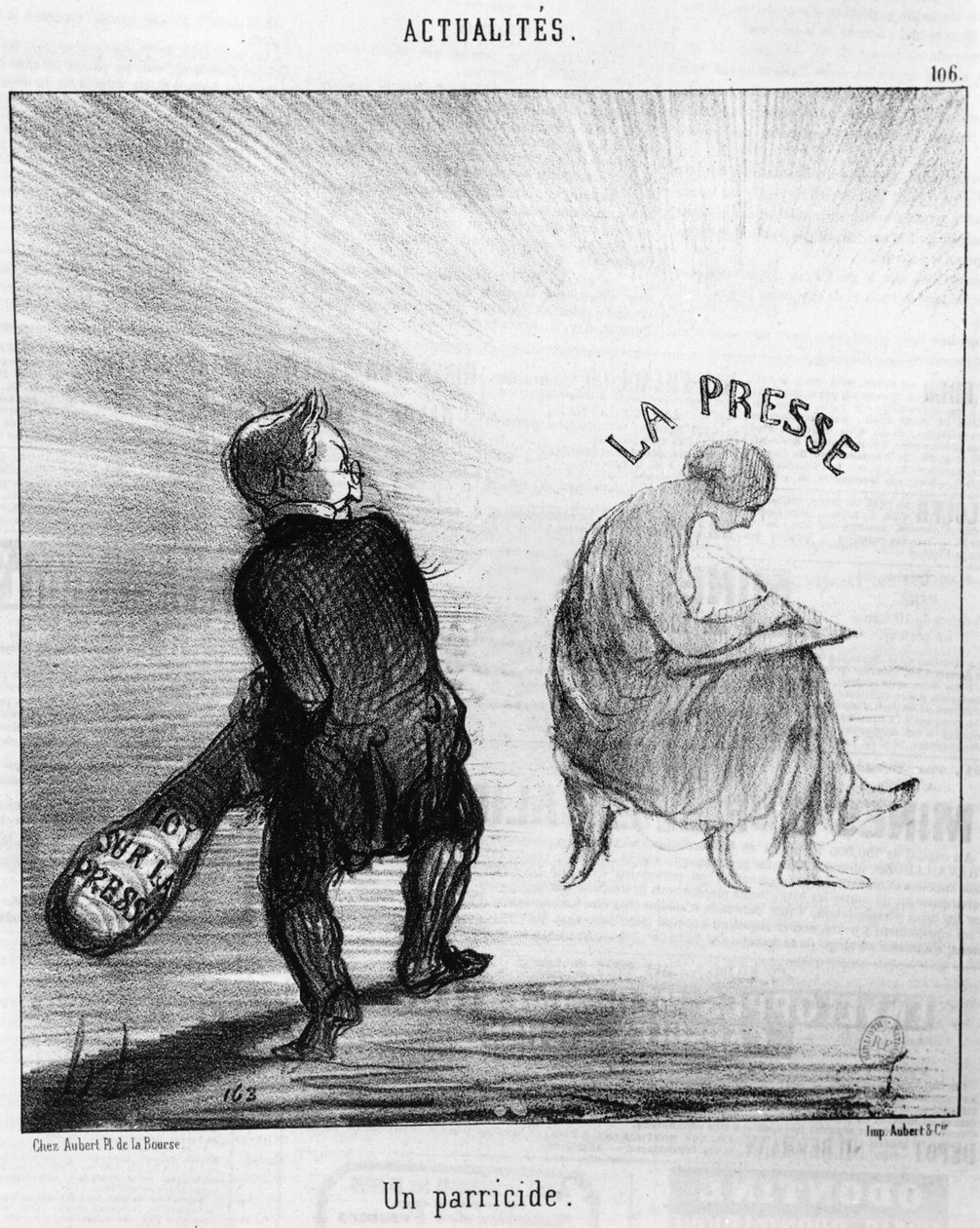 Parricide, kuvitus "Le Charivarista", 1850 tekijältä Honoré Daumier