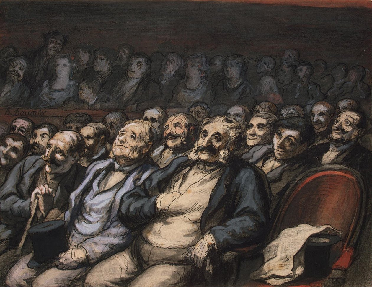 Orkesterin istuin, n.1856 (tussi ja tussi paperille). tekijältä Honoré Daumier