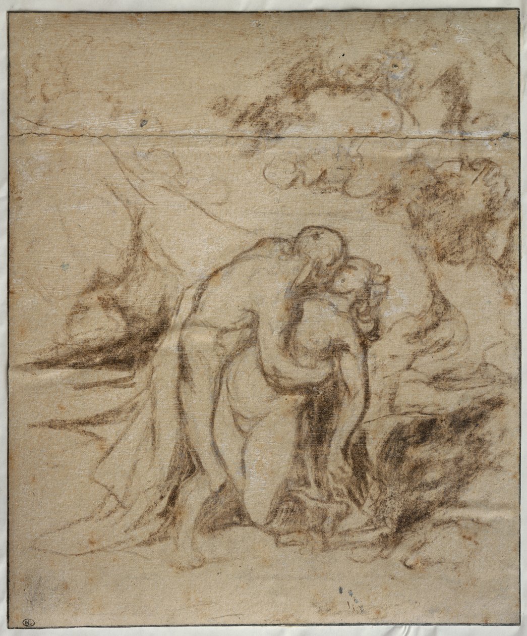 Phrosine ja Melidore tai Suudelma, n. 1848-52 (liitu kortilla) tekijältä Honoré Daumier
