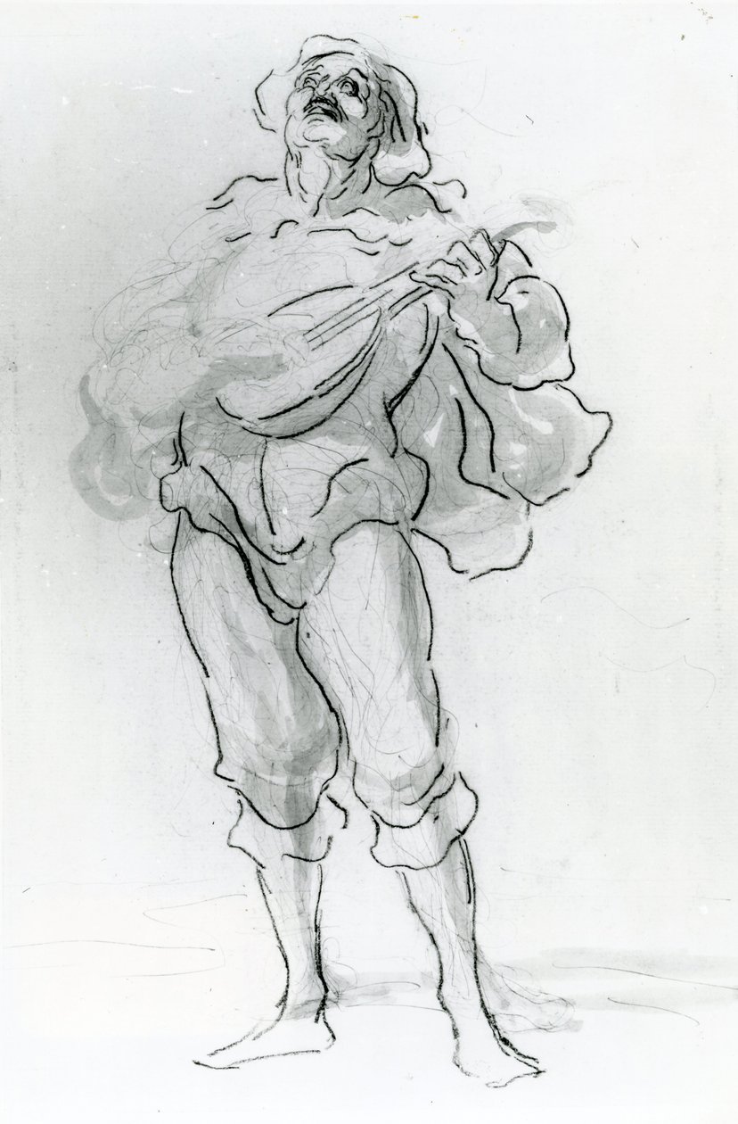 Luuttusoitin (kynä ja muste) tekijältä Honoré Daumier