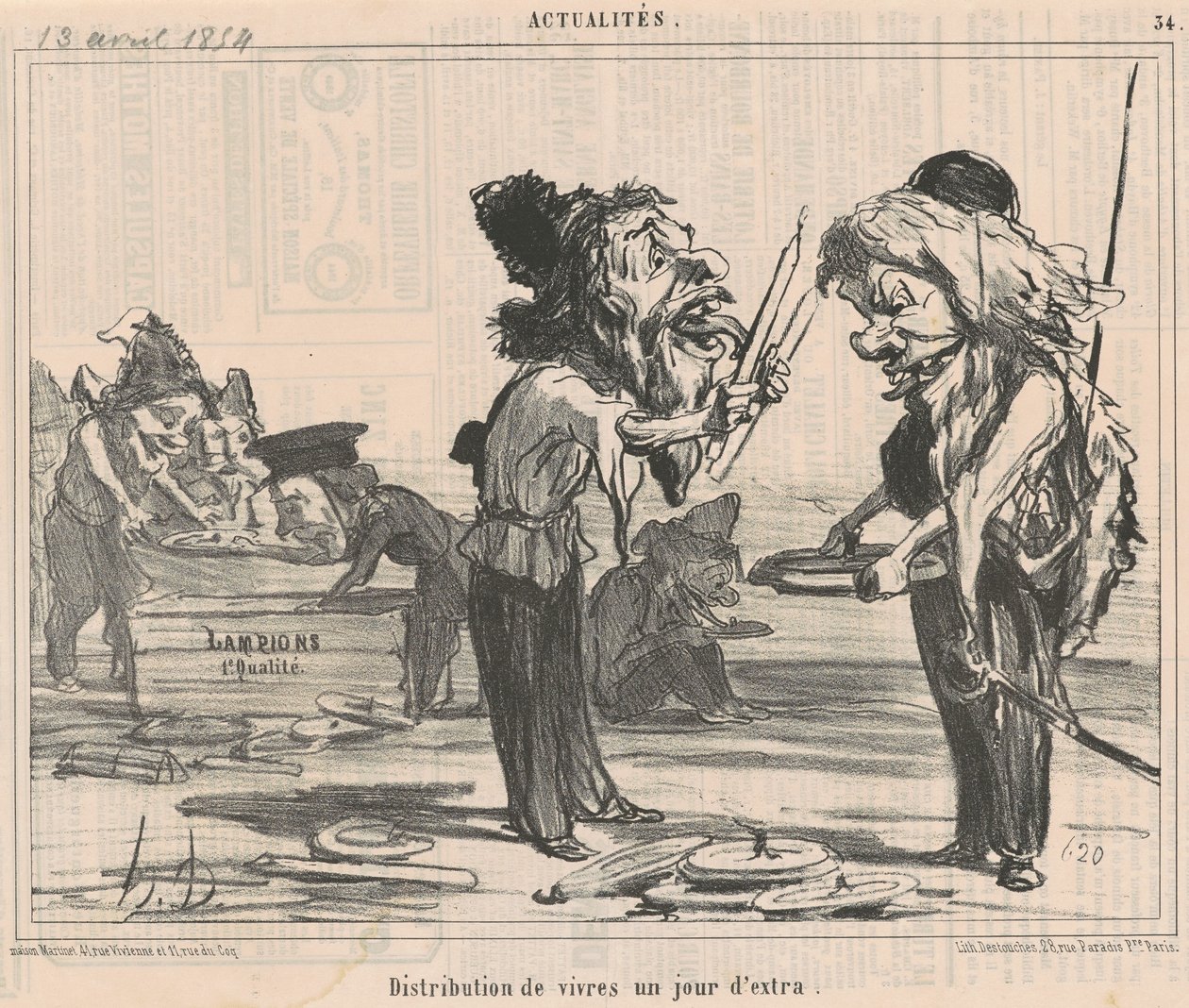 Ruoan jakelu ylimääräisenä päivänä tekijältä Honoré Daumier