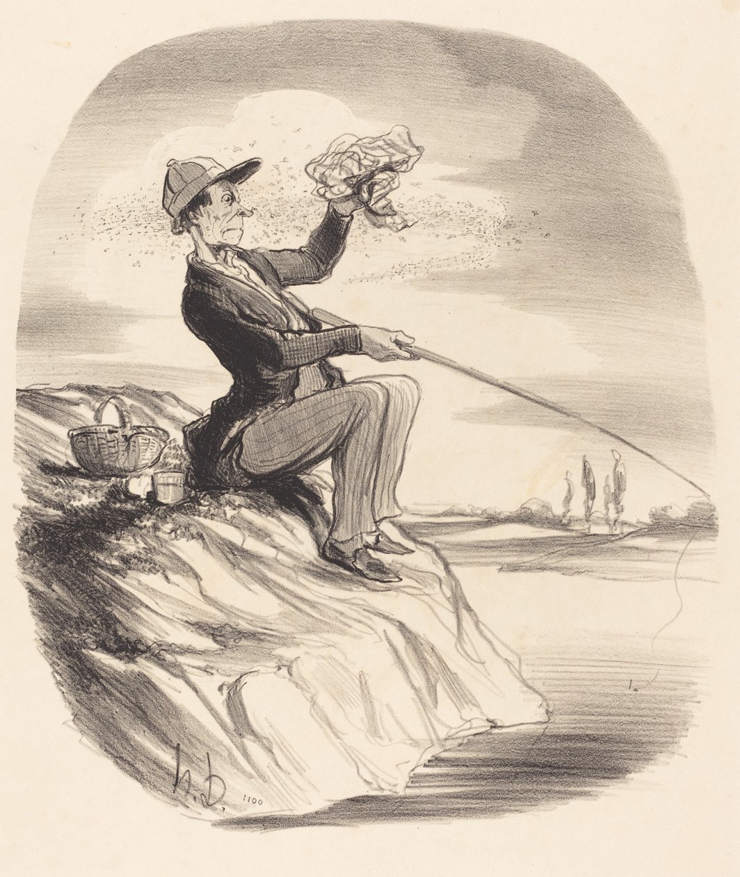 Kalastukseen meno haittaa... tekijältä Honoré Daumier