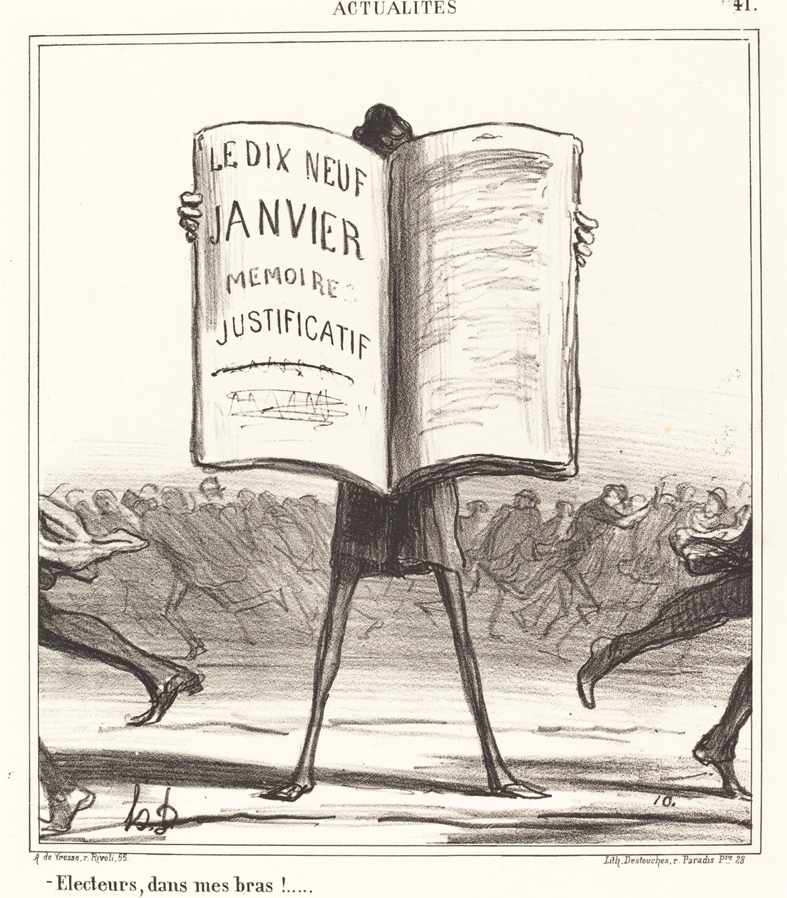 Äänestäjät, sylissäni!... tekijältä Honoré Daumier