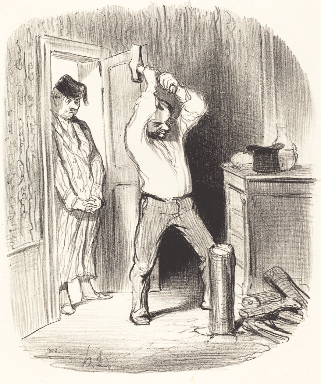Onko jumalalla lupa... halkaista puuta... tekijältä Honoré Daumier