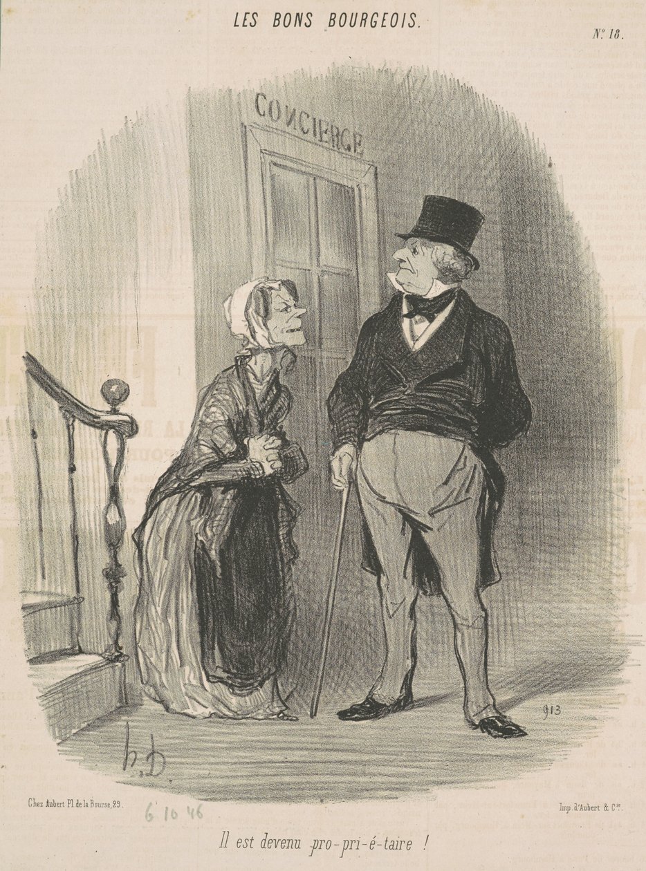 Hänestä tuli pro-pri-é-taire! tekijältä Honoré Daumier