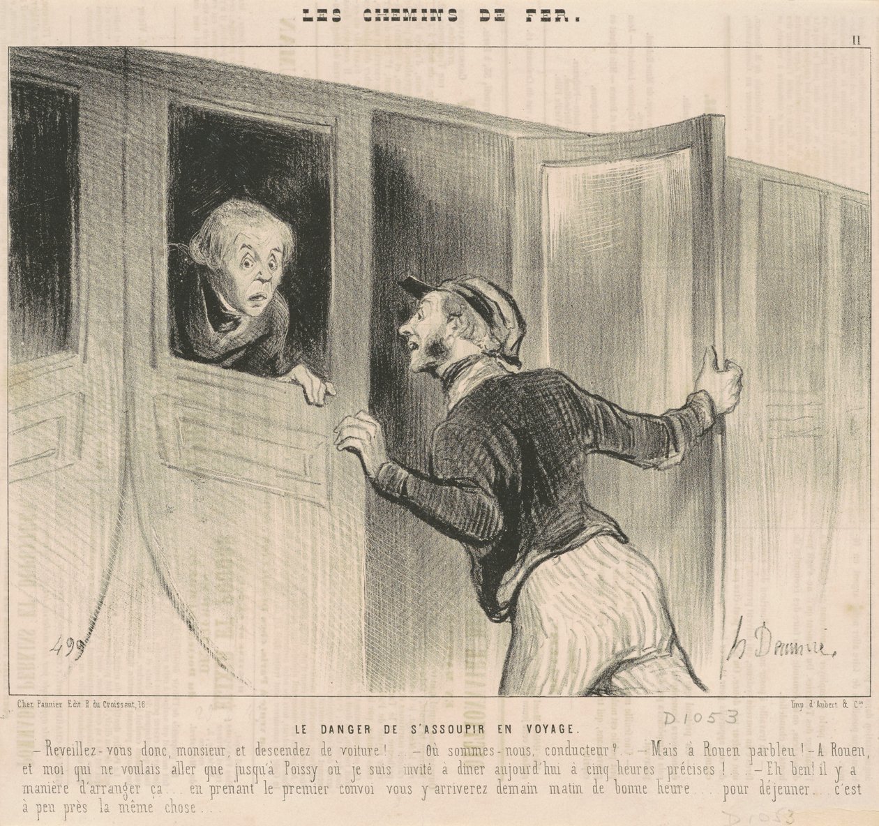 Nukkumisen vaara matkan aikana tekijältä Honoré Daumier