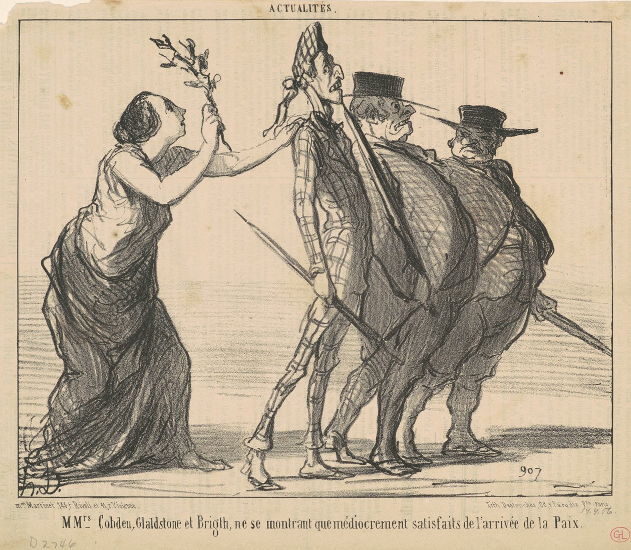 Mrs. Cobden, Gladstone ja Bright... tekijältä Honoré Daumier