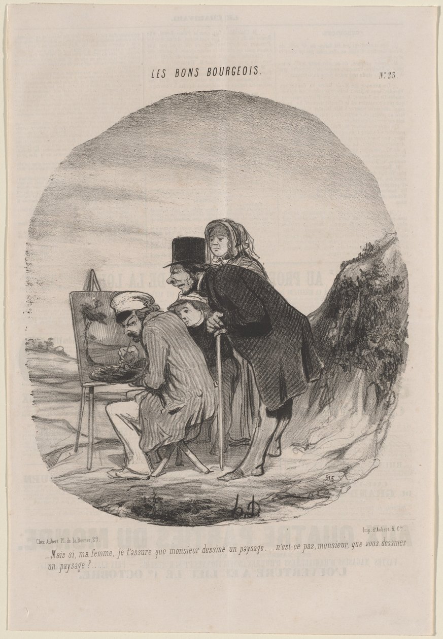 Gentleman piirtää maiseman tekijältä Honoré Daumier