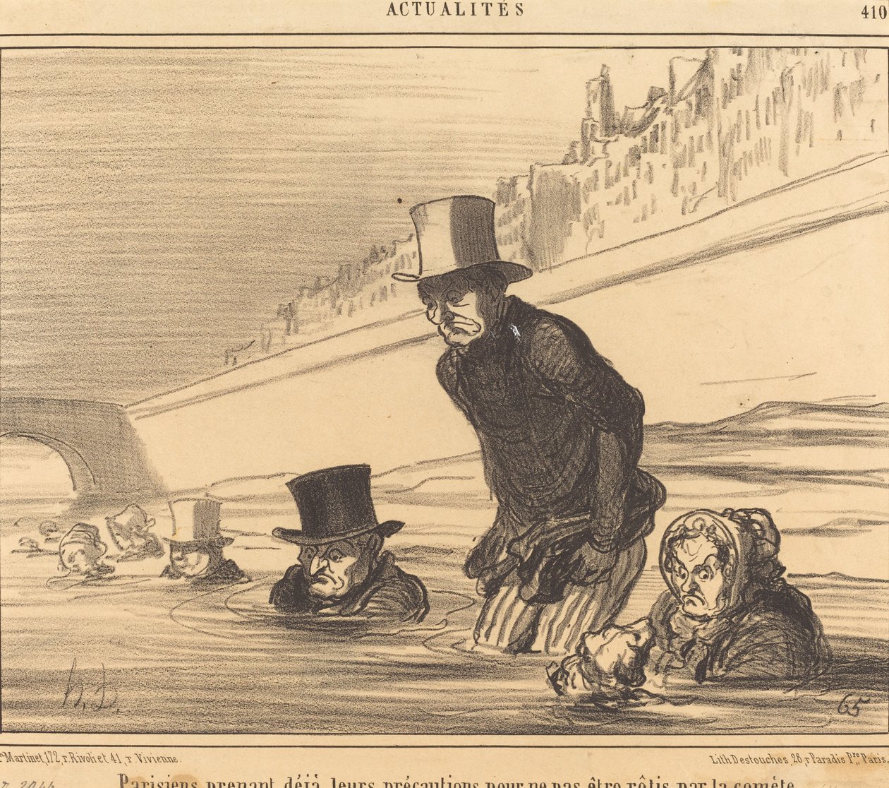 Pariisilaiset noudattavat... varotoimiaan... tekijältä Honoré Daumier