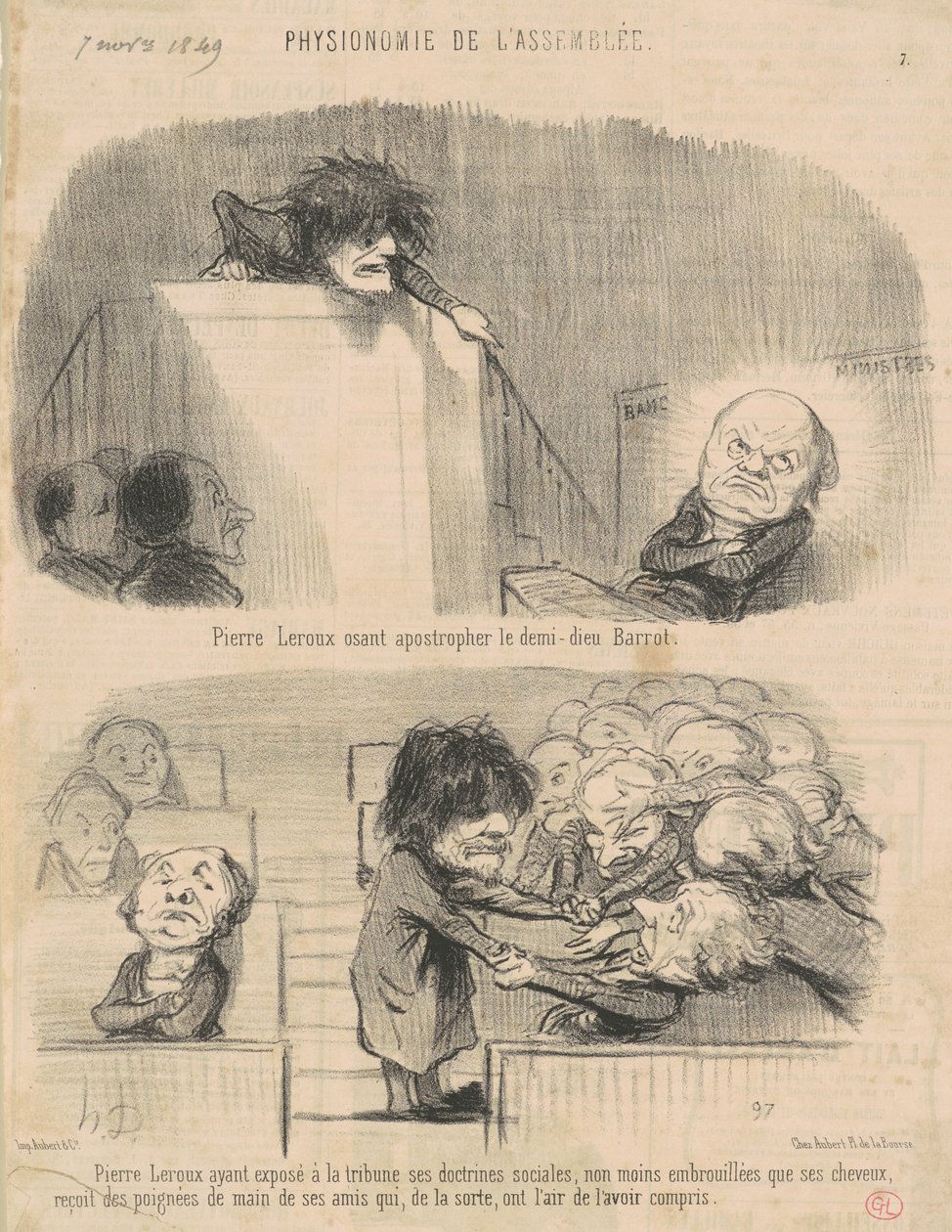 Pierre Leroux rohkea heitto... tekijältä Honoré Daumier
