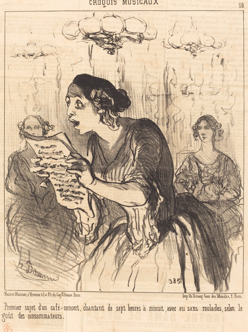 Laulavakahvila-konsertin ensimmäinen aihe... tekijältä Honoré Daumier