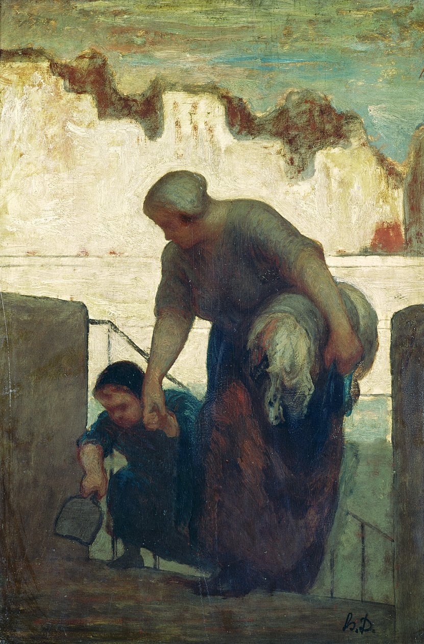 Pesunainen, n. 1860-61 tekijältä Honoré Daumier