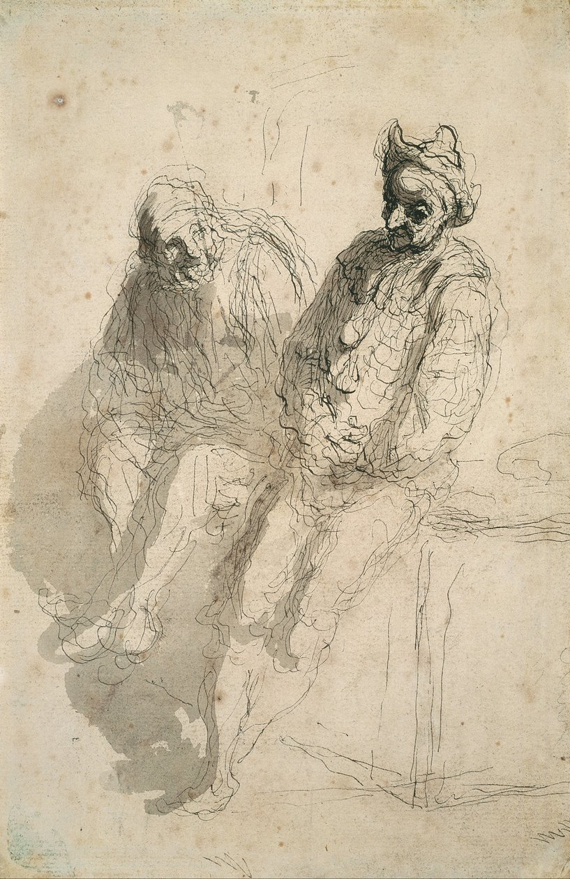 Kaksi Saltimbanquea tekijältä Honoré Daumier