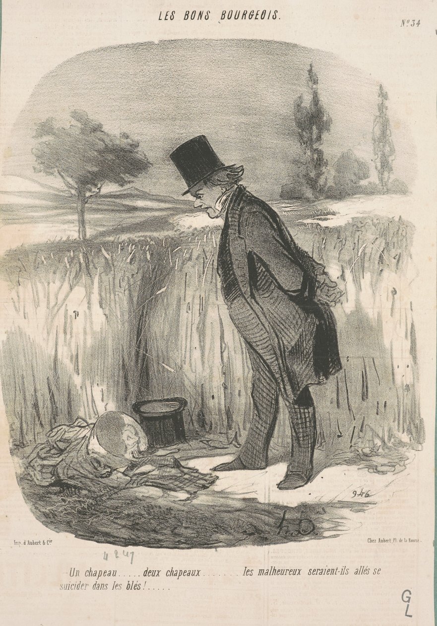 Yksi hattu... kaksi hattua... onneton... tekijältä Honoré Daumier