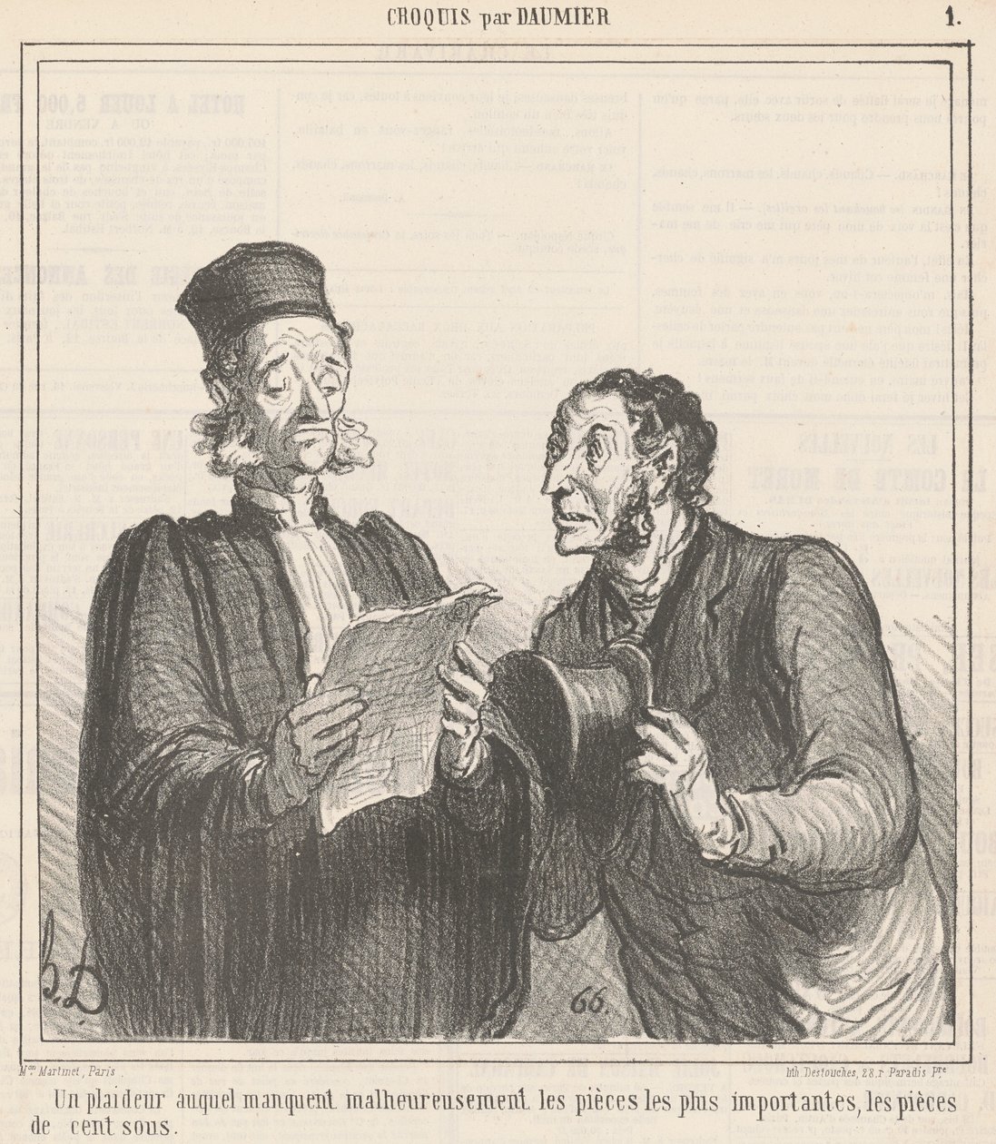 Oikeudenkäynnin osapuoli, jolta puuttuu... tekijältä Honoré Daumier