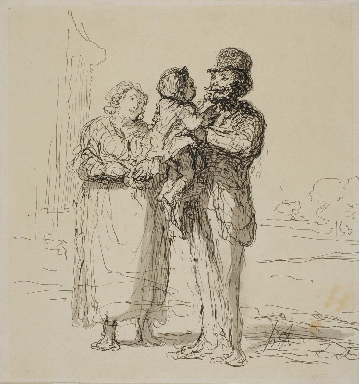 Perheen kohtaus tekijältä Honoré Victorin Daumier