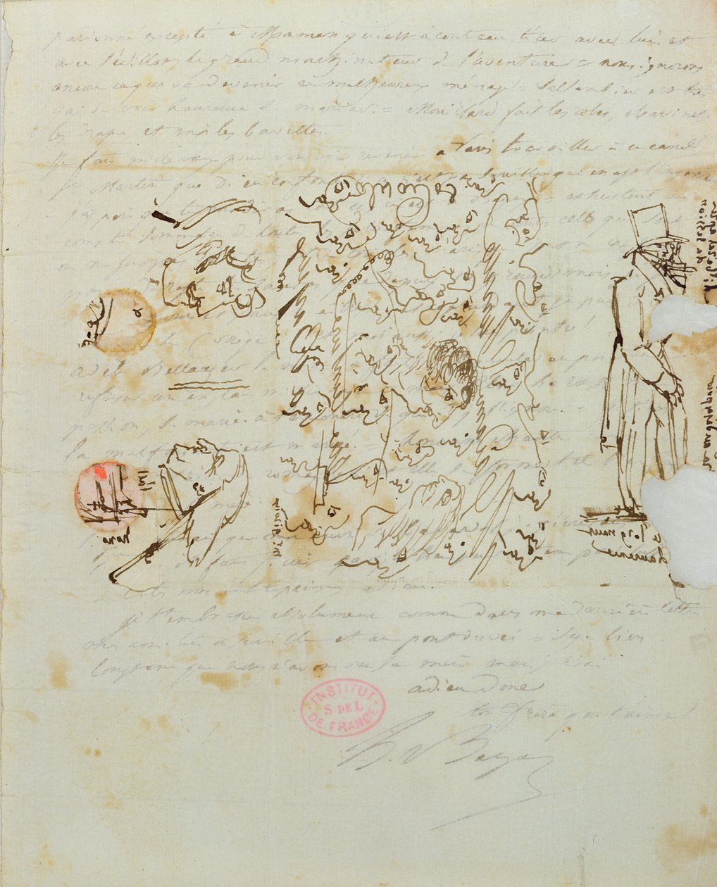 Kirje piirryksellä Balzacin sisarelle Laurelle, 1821 (kynä ja muste paperille) tekijältä Honore de Balzac