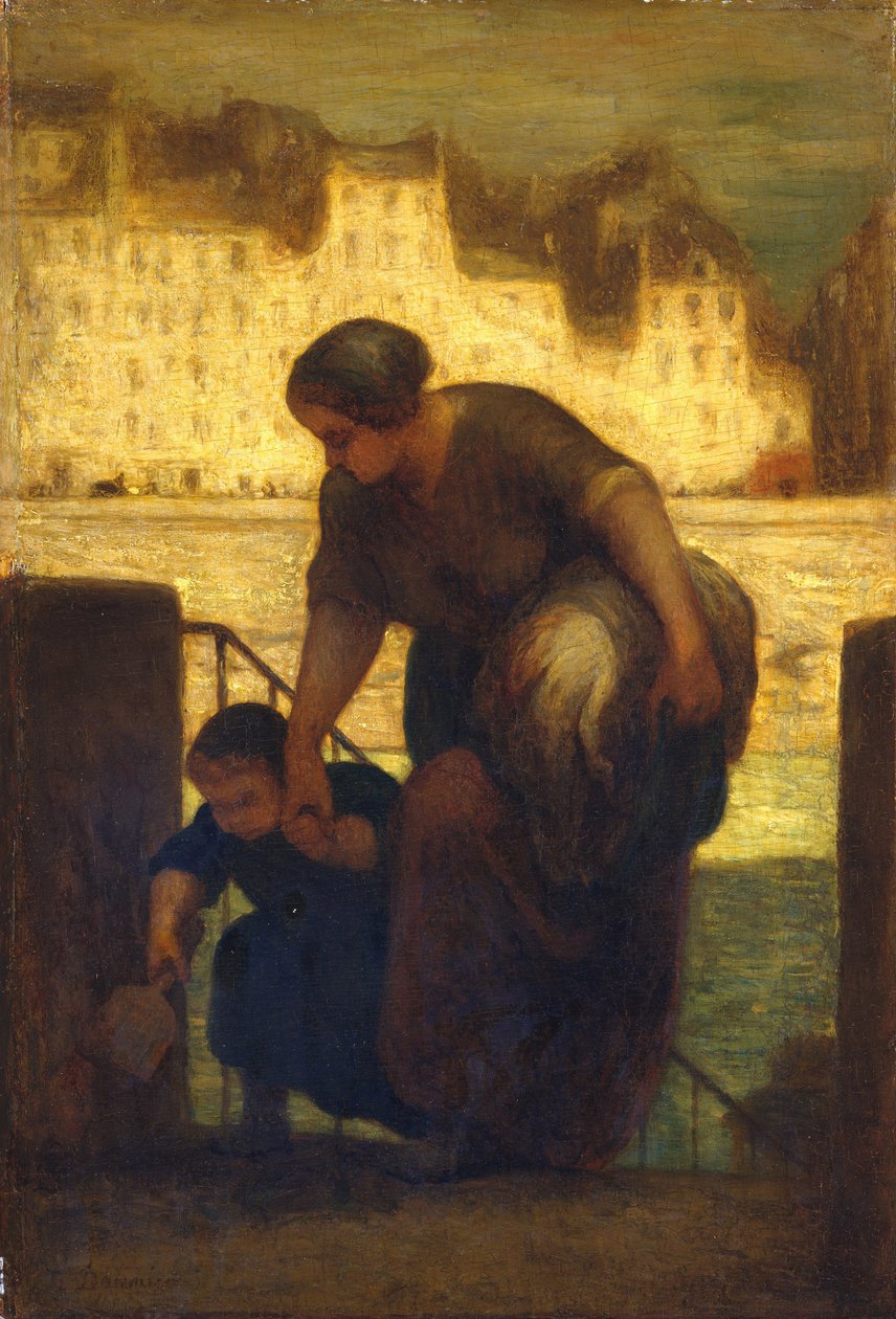 The Laundress, n. 1863 (öljy puulle) tekijältä Honoré Daumier
