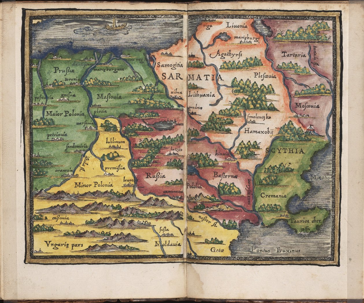 Sarmatian kartta Lähde: Rudimenta Cosmographica, 1542 tekijältä Honterus