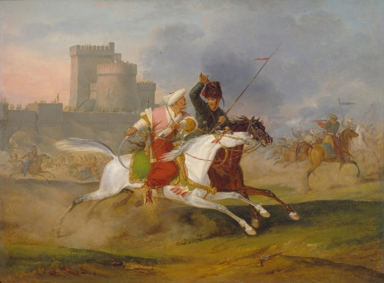 Turkki ja kasakka, 1809 tekijältä Emile Jean Horace Vernet