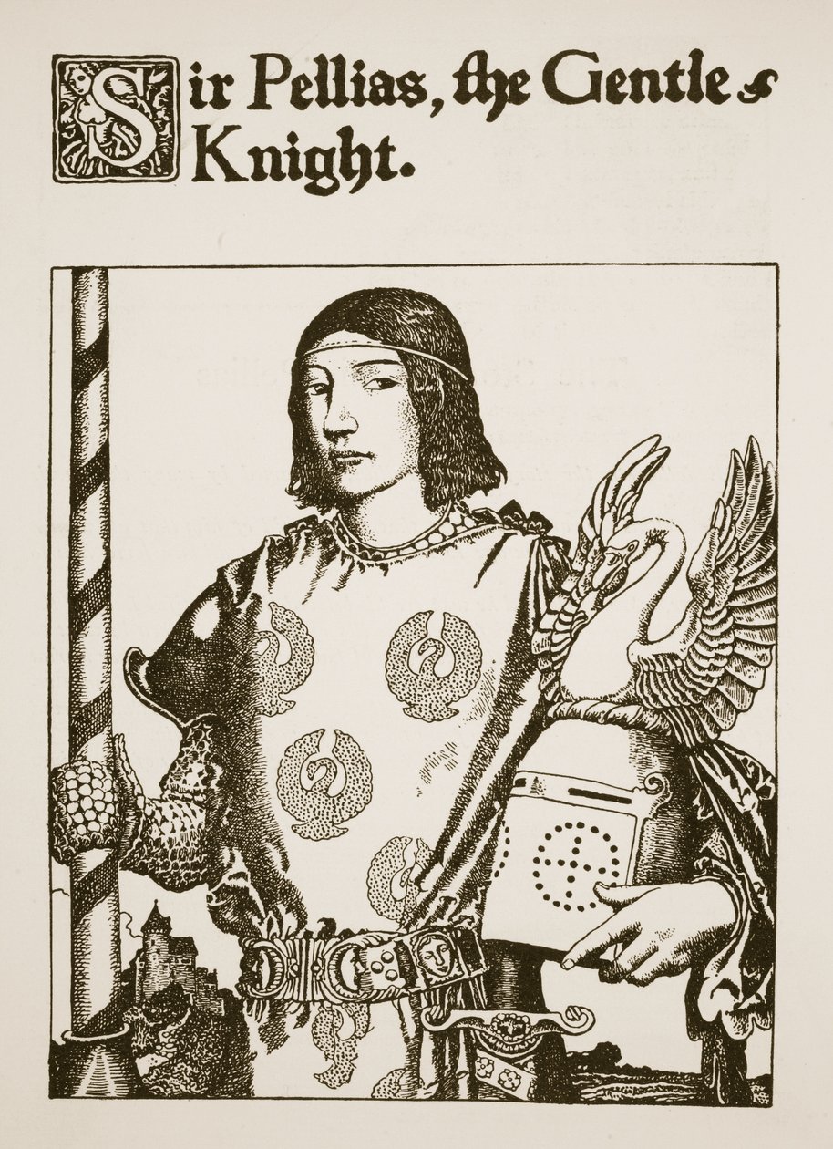 Sir Pellias, lempeä ritari, kuvitus "Kuningas Arthurin ja hänen ritariensa tarinasta", 1903 tekijältä Howard Pyle