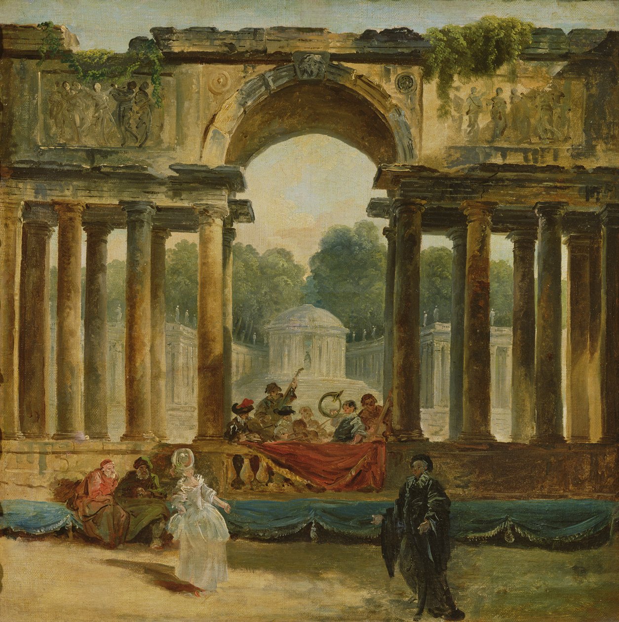 Tanssi ja konsertti puistossa tekijältä Hubert Robert