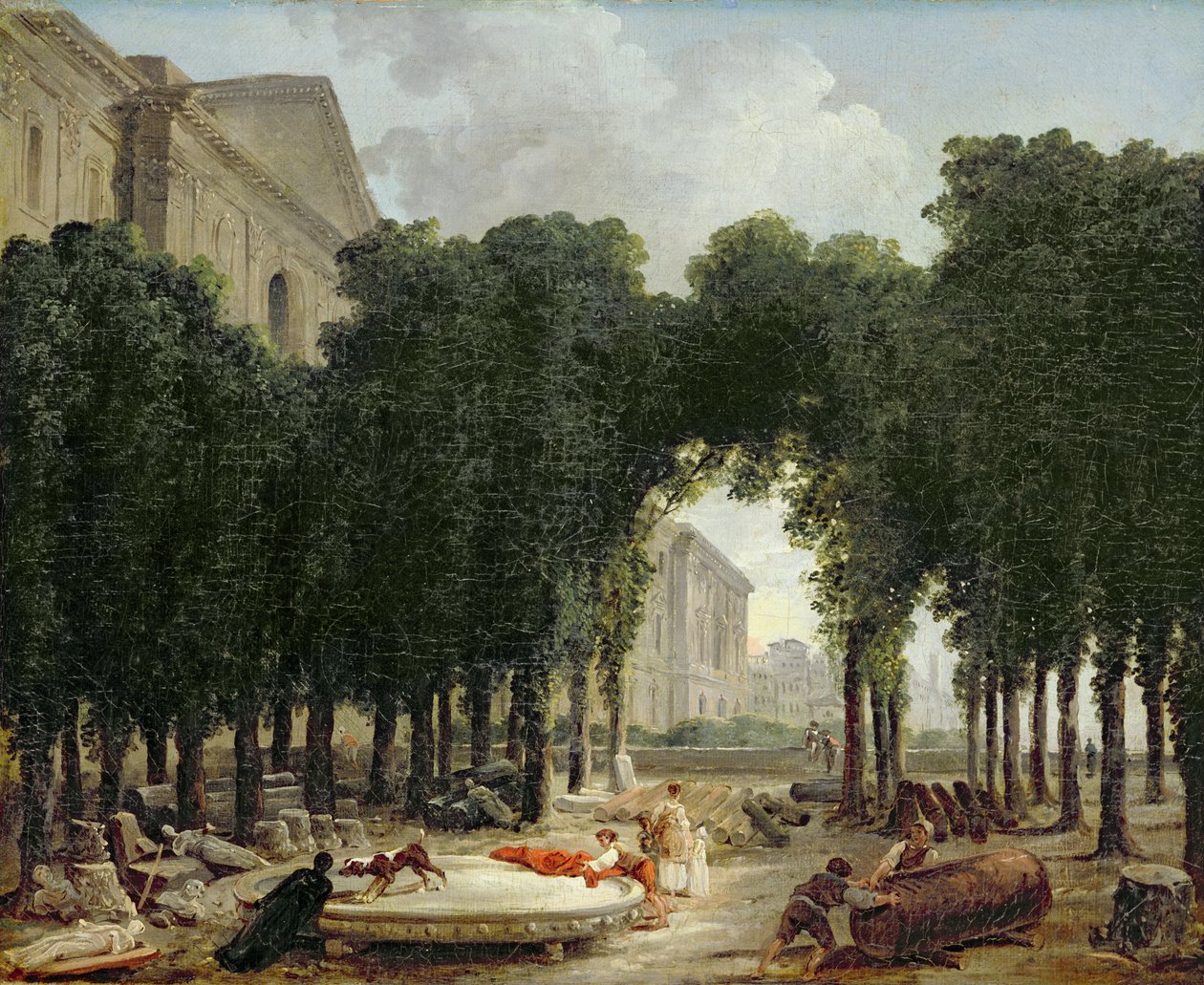 Louvre ja Infantan puutarhat, 1798 tekijältä Hubert Robert