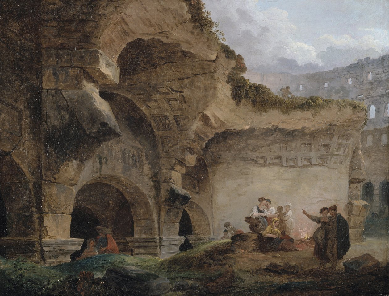 Pesulaiset Colosseumin raunioilla tekijältä Hubert Robert